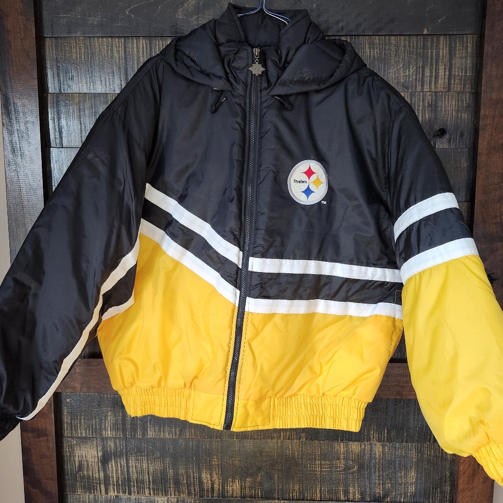 Jerzees Steelers quilted full zip size large